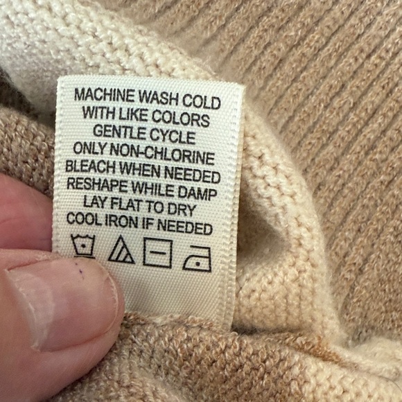 Luxe Cream and Tan Striped Cowl Neck Sweater - Picture 8 of 10